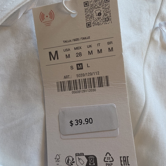 Zara White Bustier Crop Top with Blue Floral Print - Picture 4 of 5